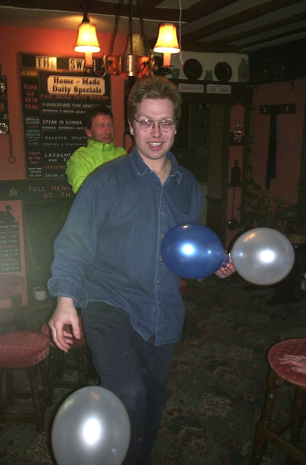 Paul and Claire's Engagement Party, Brome Swan, Suffolk - 27th March 2004: Marc kicks balloons about