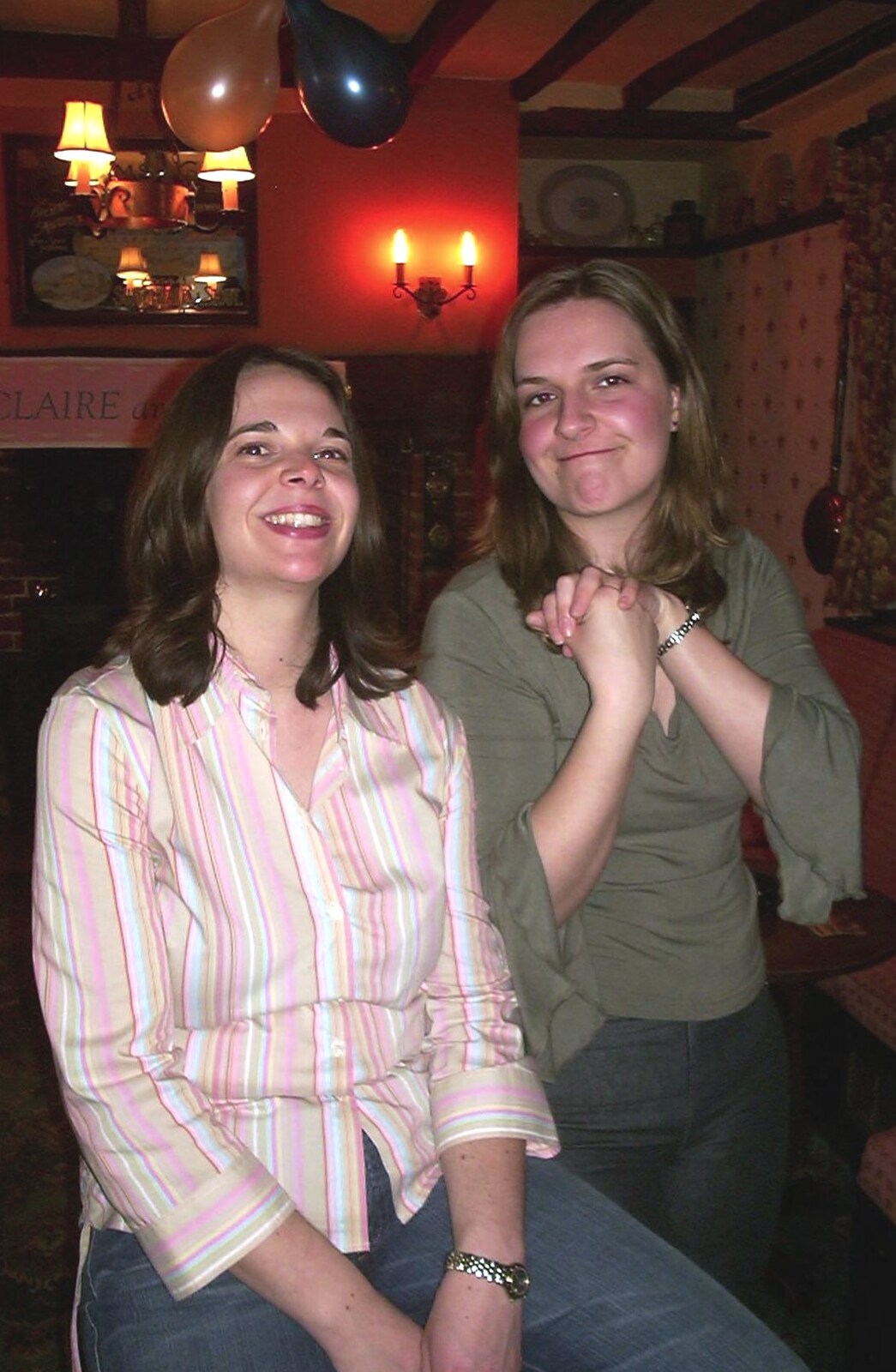 Paul and Claire's Engagement Party, Brome Swan, Suffolk - 27th March 2004: Jen and Jess