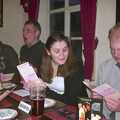 Bill yawns as menus are consulted, Jess's Birthday Do, The King's Head, Pulham St Mary, Norfolk - 3rd April 2004