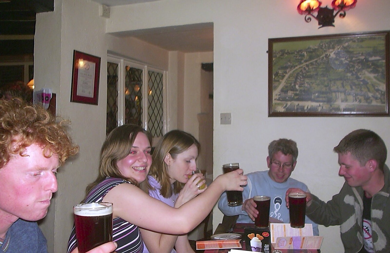 It's cheers for Jess's birthday from Jess's Birthday Do, The King's Head, Pulham St Mary, Norfolk - 3rd April 2004