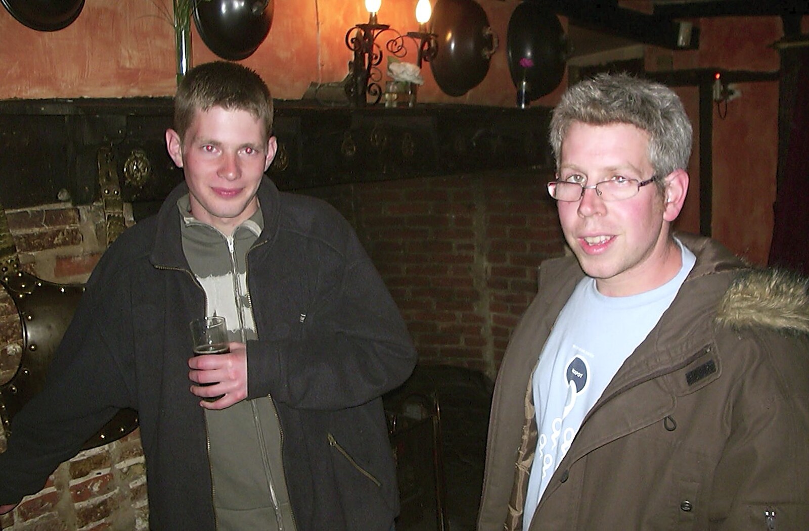 Boy Phil and John Tate in the Pulham Crown from Jess's Birthday Do, The King's Head, Pulham St Mary, Norfolk - 3rd April 2004