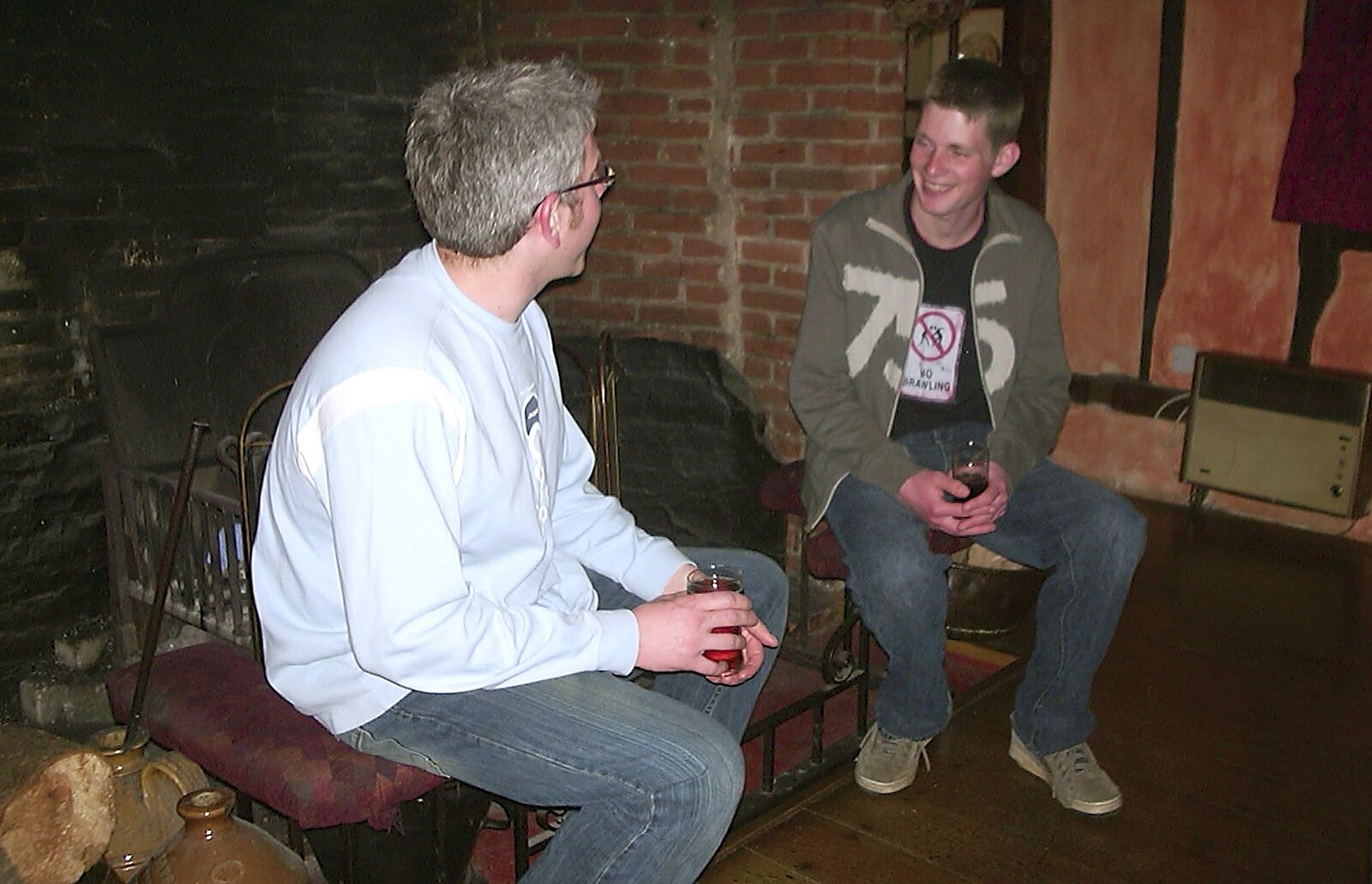 John and Phil chat from Jess's Birthday Do, The King's Head, Pulham St Mary, Norfolk - 3rd April 2004