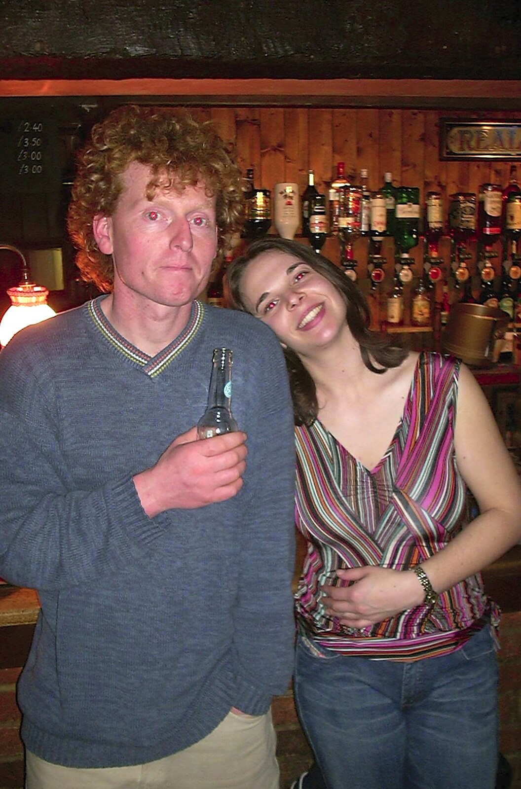 Wavy and Jen in the Pulham Crown from Jess's Birthday Do, The King's Head, Pulham St Mary, Norfolk - 3rd April 2004