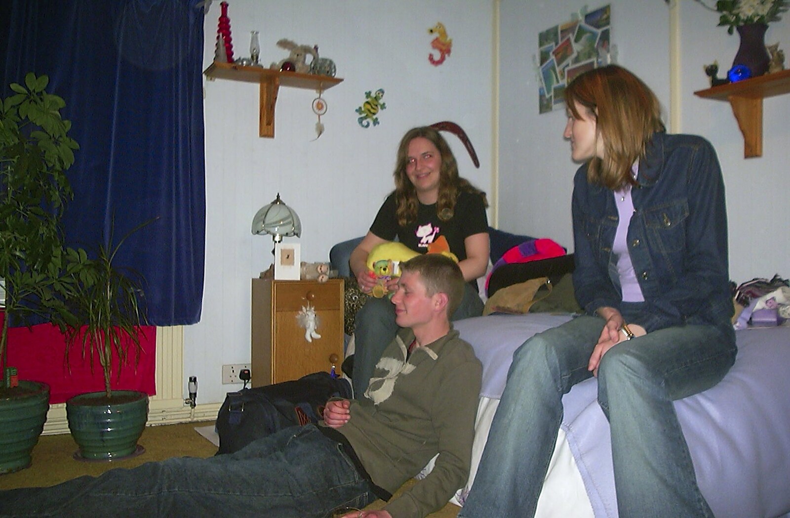 Hanging out on Jess's bed from Jess's Birthday Do, The King's Head, Pulham St Mary, Norfolk - 3rd April 2004