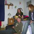 Hanging out on Jess's bed, Jess's Birthday Do, The King's Head, Pulham St Mary, Norfolk - 3rd April 2004