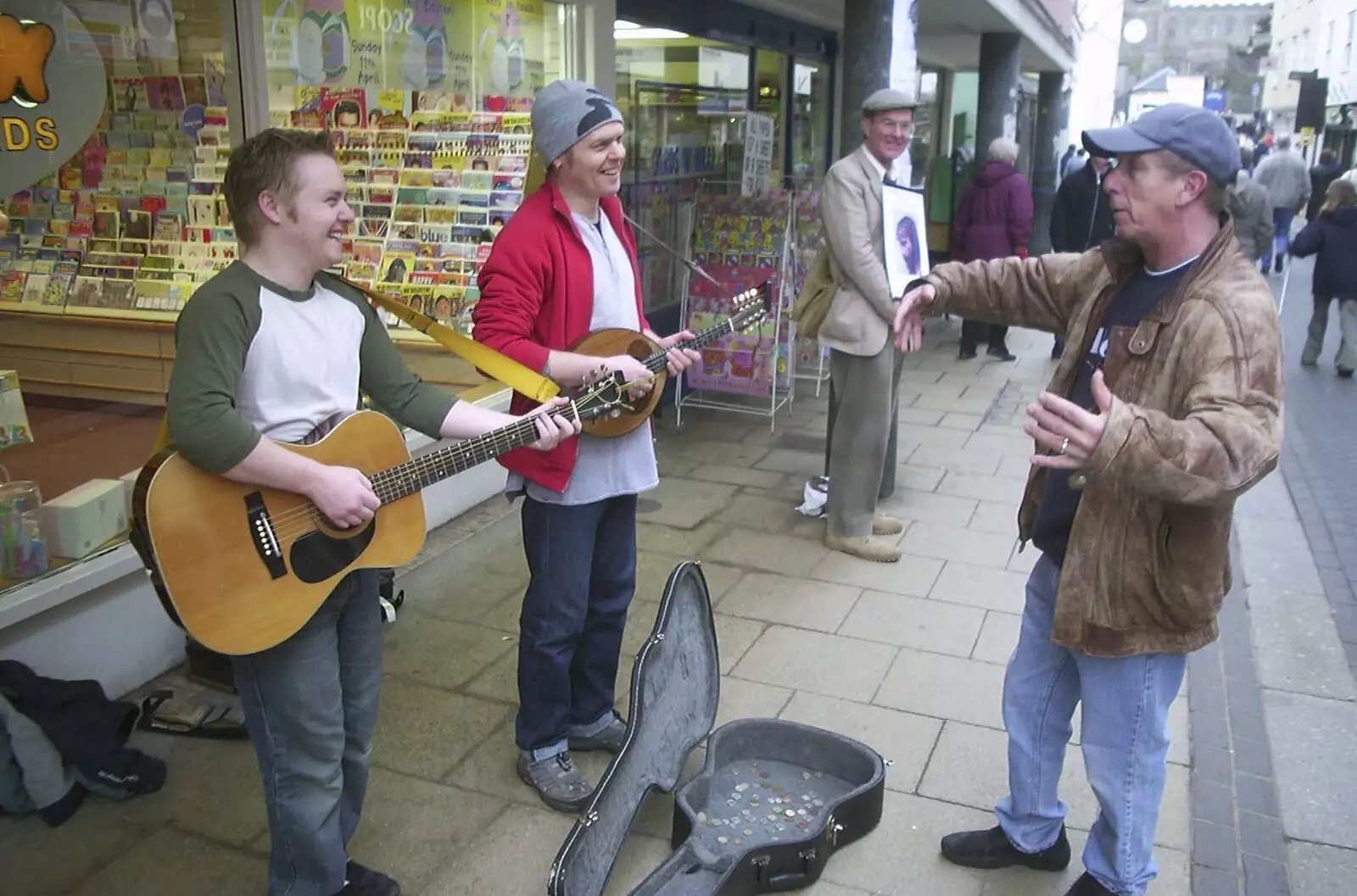 Some dude talks about Woody Guthrie, from Moping in Southwold, Suffolk - 3rd April 2004