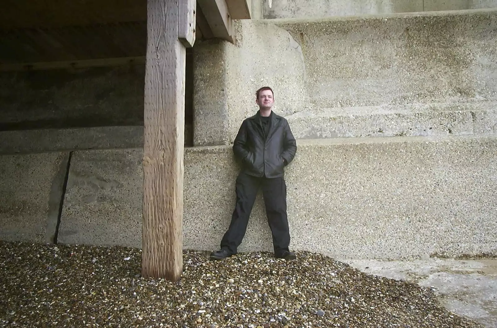 Standing on gravel, from Moping in Southwold, Suffolk - 3rd April 2004