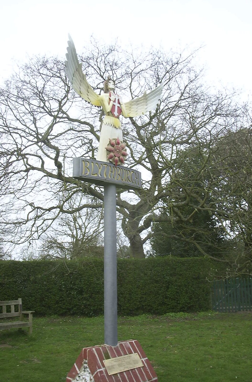 The Blythburgh village sign from Moping in Southwold, Suffolk - 3rd April 2004