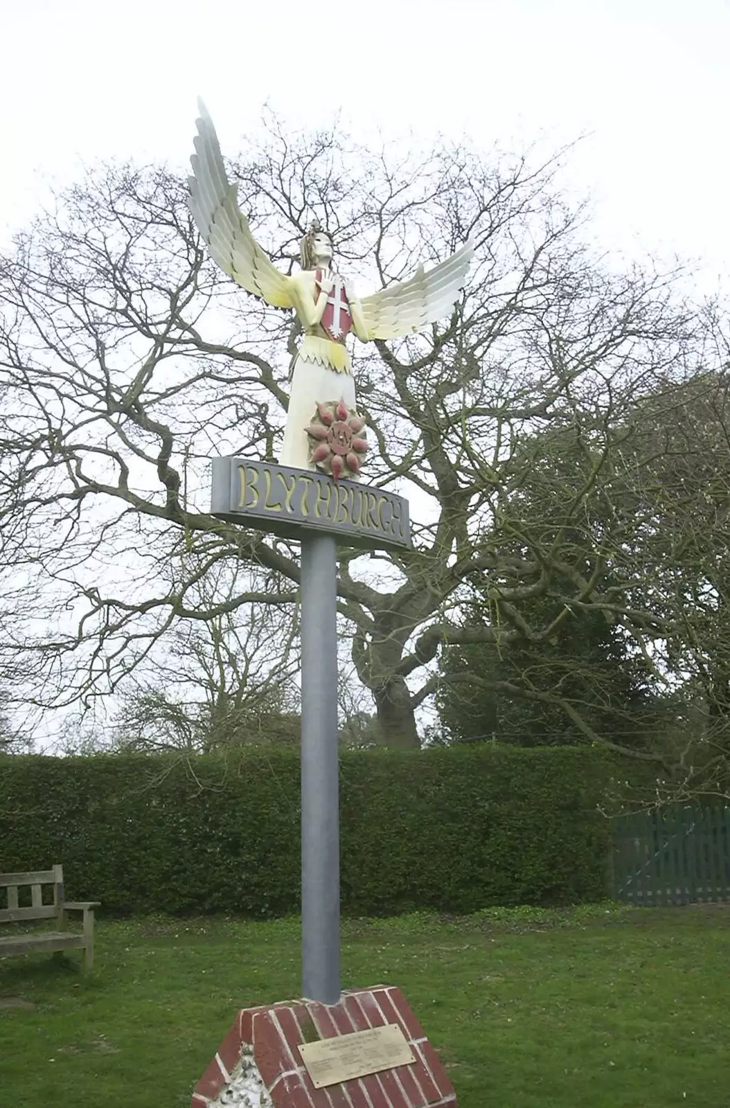 The Blythburgh village sign, from Moping in Southwold, Suffolk - 3rd April 2004