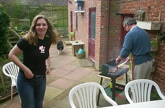 The new funky-feline teeshirt, from Jess's Post-Birthday Barbeque and a Walk Around Pulham - 4th April 2004