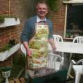 Brian in his barbeque apron, Jess's Post-Birthday Barbeque and a Walk Around Pulham - 4th April 2004