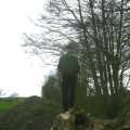 Nosher stands on a tree stump, Jess's Post-Birthday Barbeque and a Walk Around Pulham - 4th April 2004