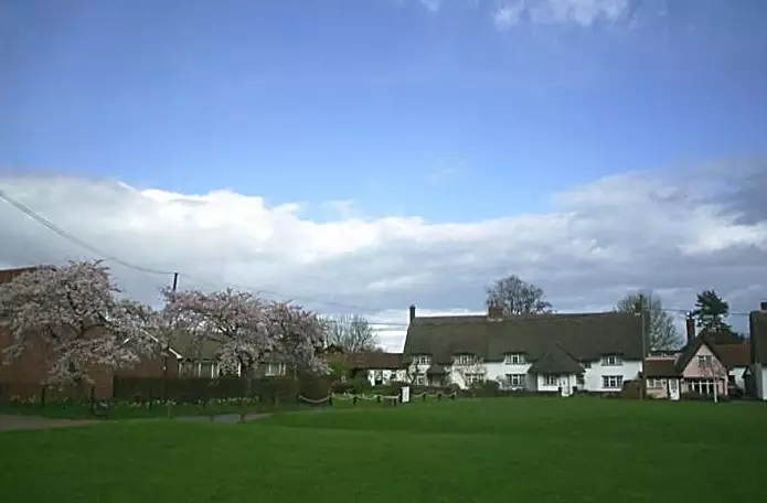 Pulham Market green at the end of the walk, from Jess's Post-Birthday Barbeque and a Walk Around Pulham - 4th April 2004