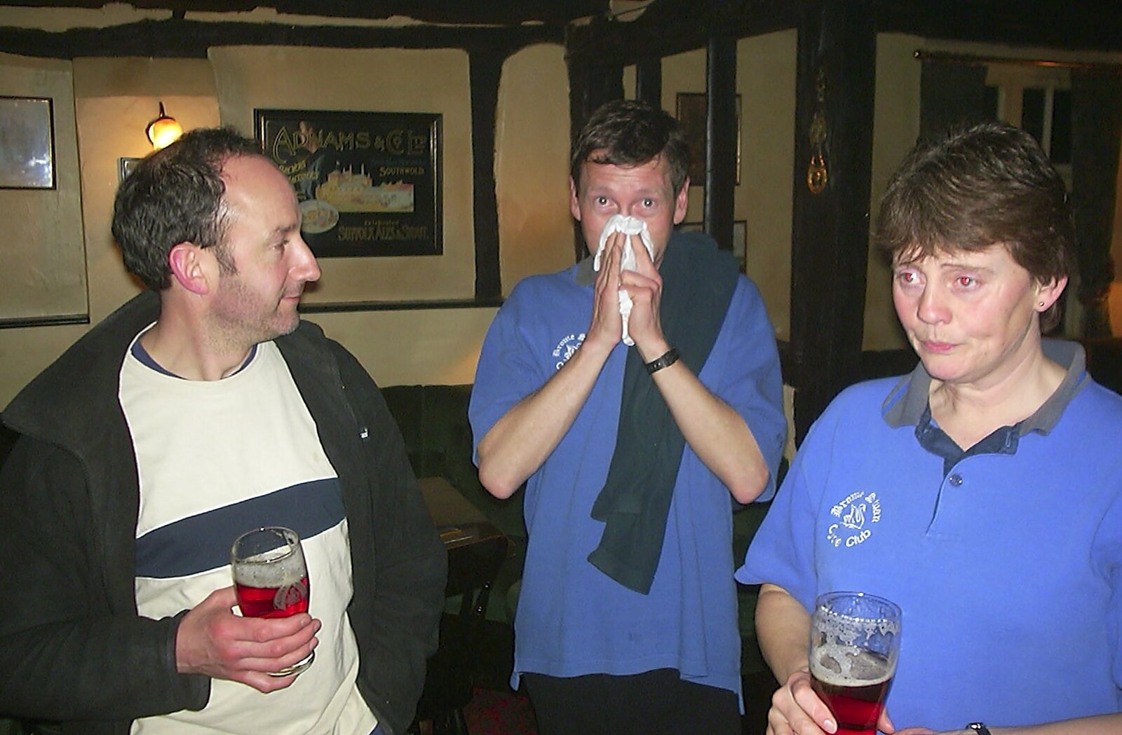 Wednesday and Thursday: The BSCC Season Opens, and Stuff Happens, Suffolk - 9th April 2004: Over in the Needham Red Lion, Apple blows his nose