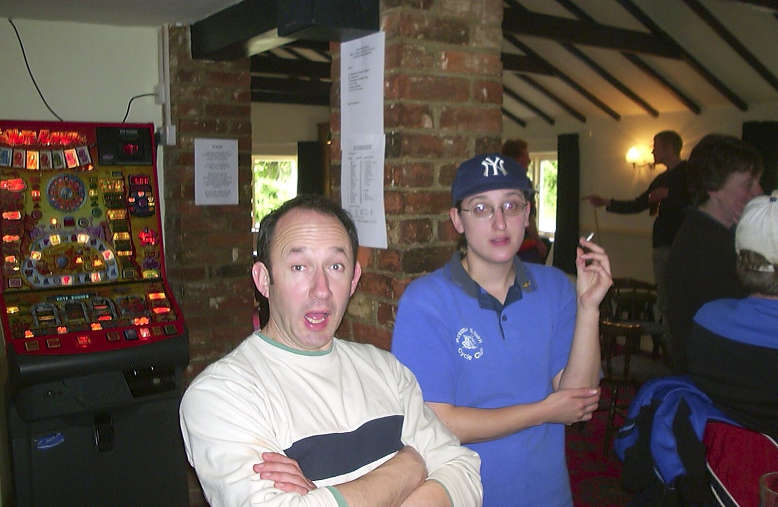 DH is shocked by Suey's five-strand roll-up from The BSCC Easter Bike Ride, Thelnetham and Redgrave, Suffolk - 10th April 2004