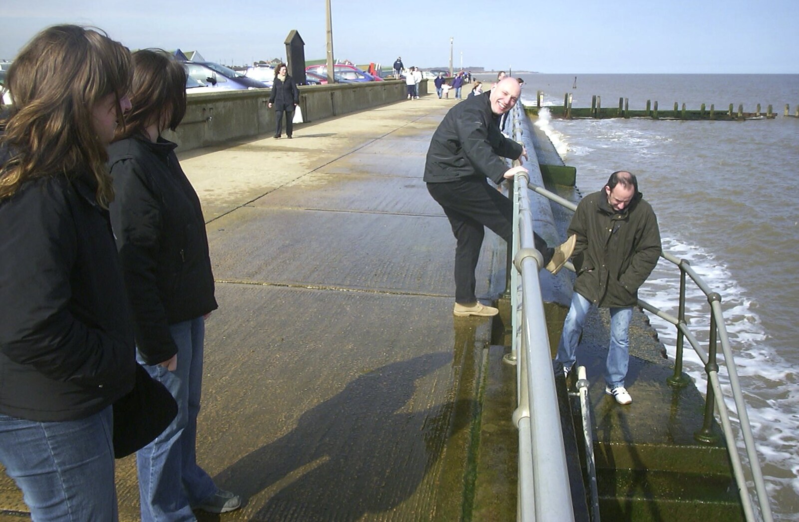 Gov and DH head down the seaweed-covered steps from A Trip to Sunny Southwold, Suffolk - 12th April