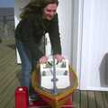 Jess on a model boat, A Trip to Sunny Southwold, Suffolk - 12th April