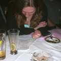 Jess scopes out the bill, A Car in Bits and a Trip to Diss Tandoori, Diss, Norfolk - 12th April 2004