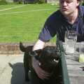 A dog comes up for a scrounge, A Trigenix Trip to the Sanger Centre, Hinxton, Cambridgeshire - 23rd April 2004