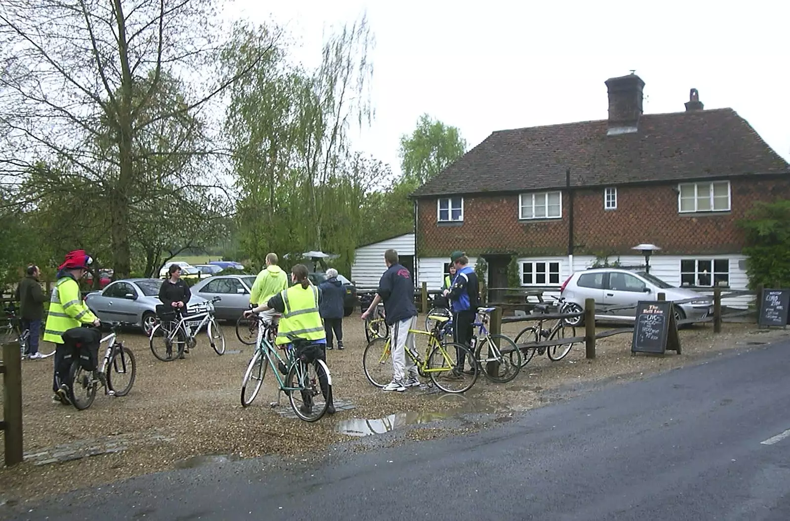 Bikes in the car park of the Bell, Smarden, from The BSCC Annual Bike Ride, Lenham, Kent - 8th May 2004