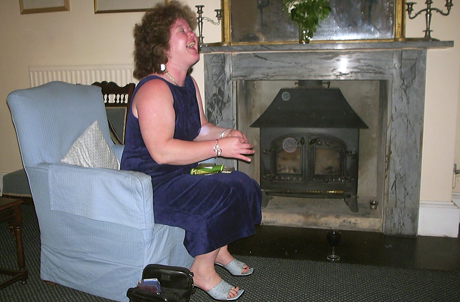 Jo giggles about something from The BBs do Gissing Hall, and a Night in the Garden, Brome, Suffolk - 14th May 2004