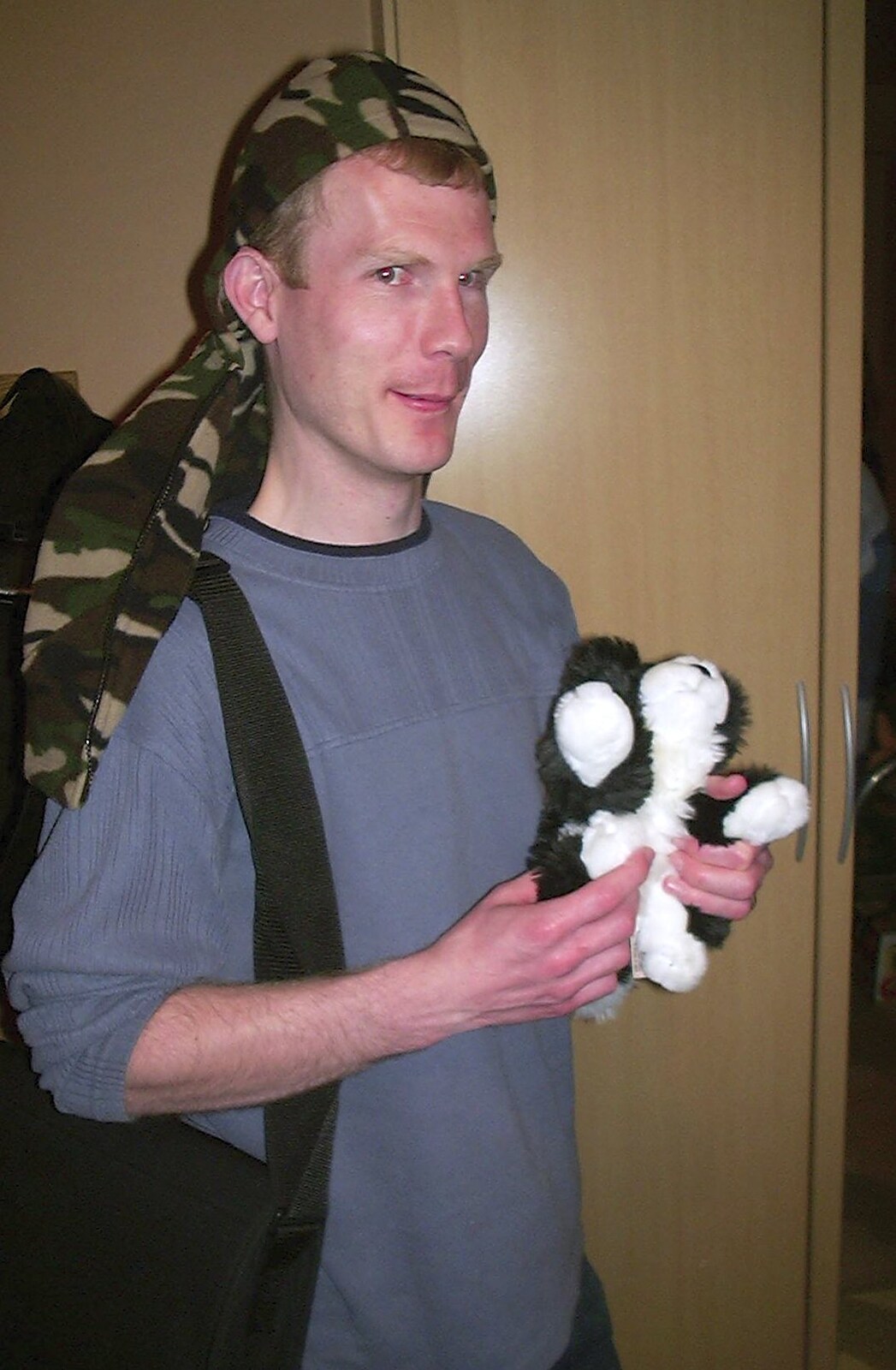 Andy with a stuffed toy from Trigenix Mexican and a Fire-Escape Barbeque, Eye, Suffolk - 22nd May 2004