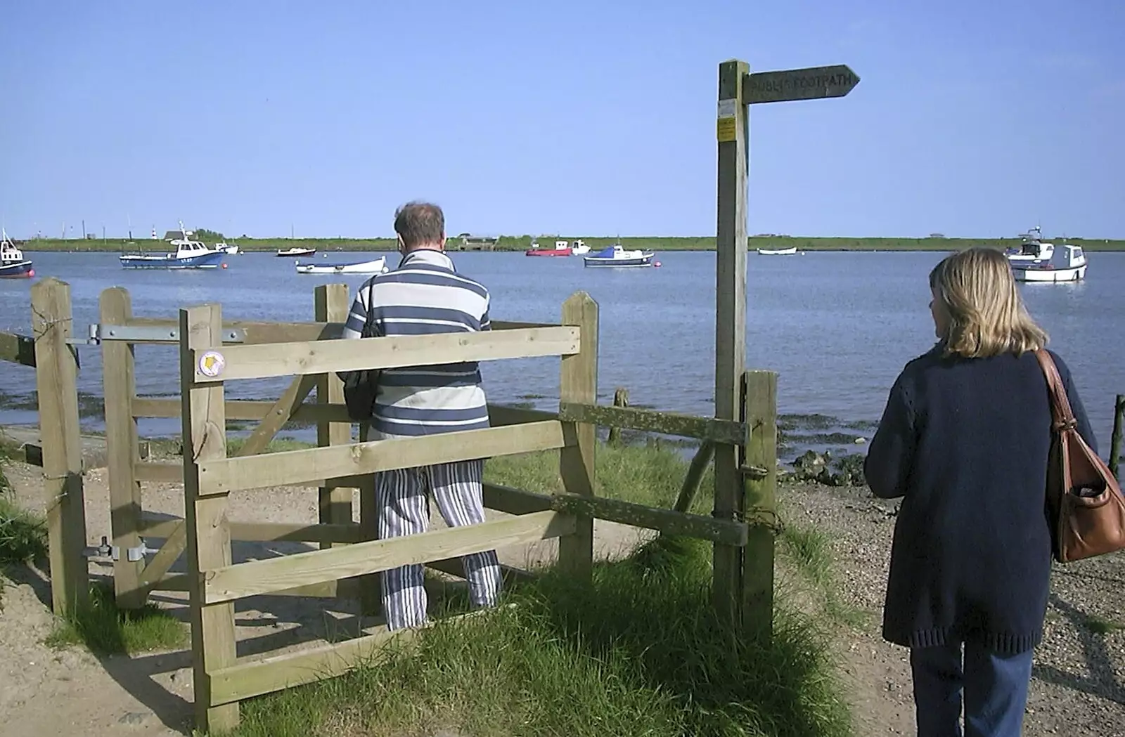 Negotiating a gate, from Mother and Mike Visit, Aldringham, Suffolk - 26th May 2004