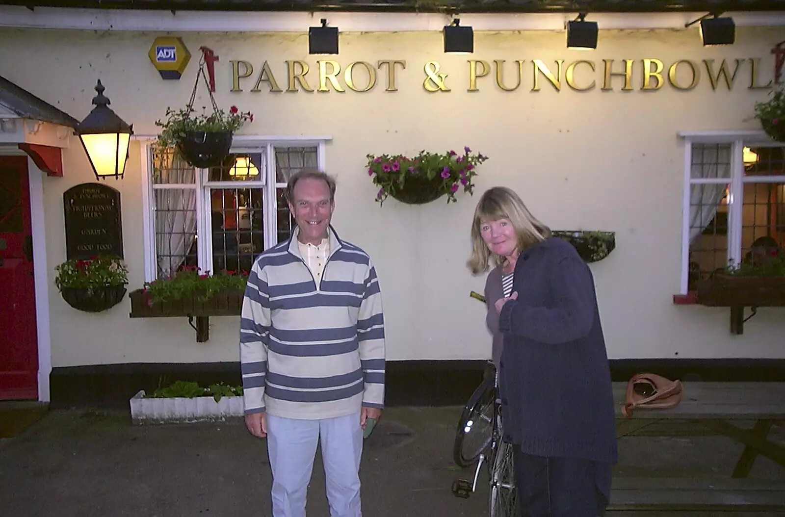 Mike and Mother outside the pub, from Mother and Mike Visit, Aldringham, Suffolk - 26th May 2004