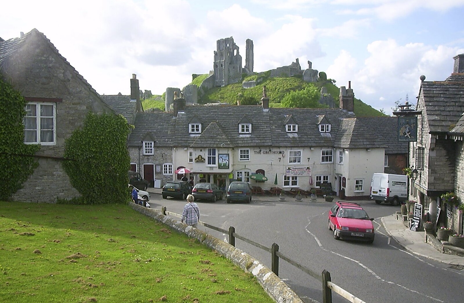 Corfe Castle Camping, Corfe, Dorset - 30th May 2004: A view of the Greyhound pub
