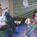 Sean, Michelle and Rowan in a Scumavan awning, Corfe Castle Camping, Corfe, Dorset - 30th May 2004