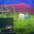 The view out of the tent, and frying sausages, Corfe Castle Camping, Corfe, Dorset - 30th May 2004