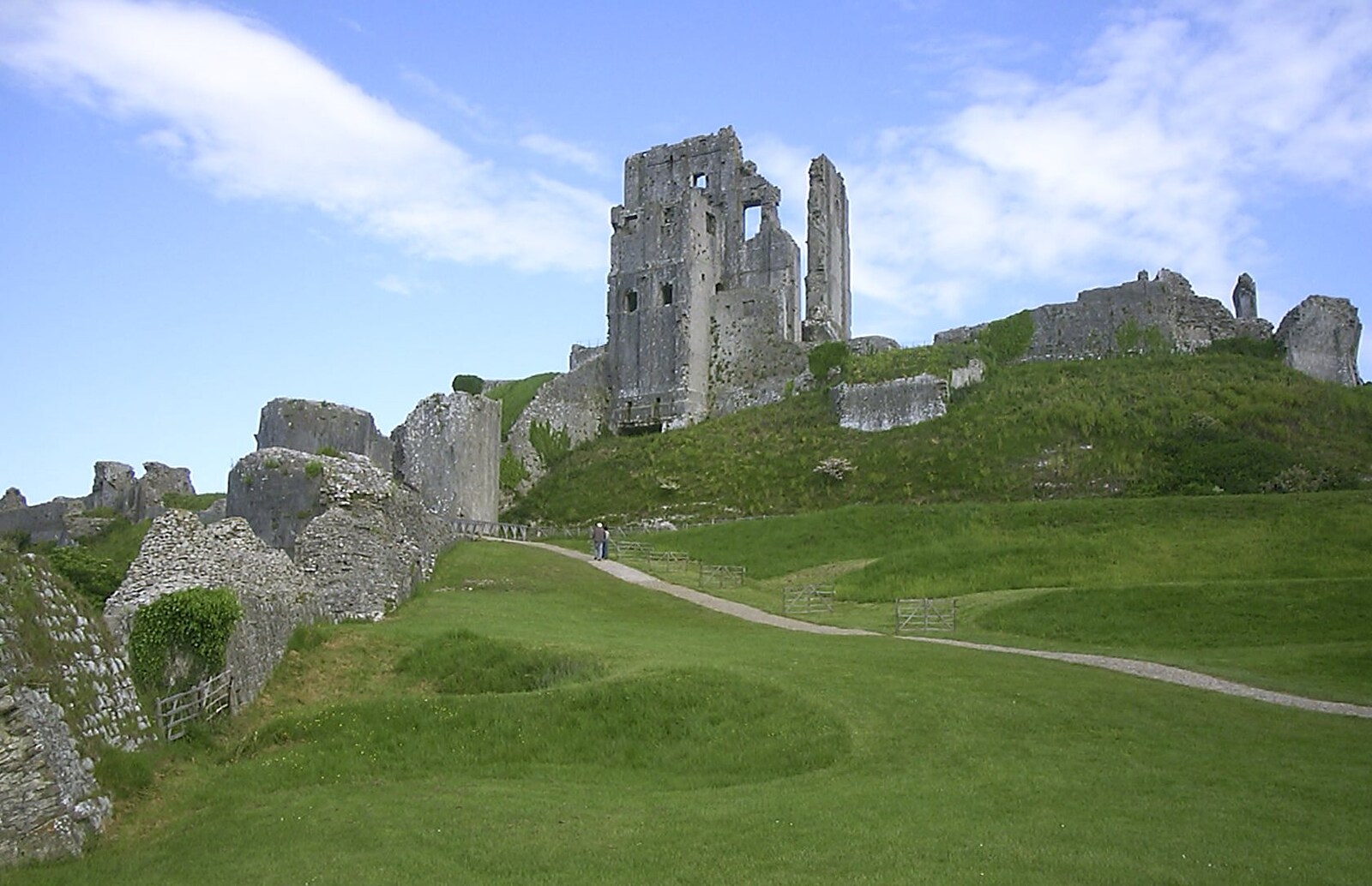 Corfe Castle Camping, Corfe, Dorset - 30th May 2004: The castle has just opened, so it's very quiet
