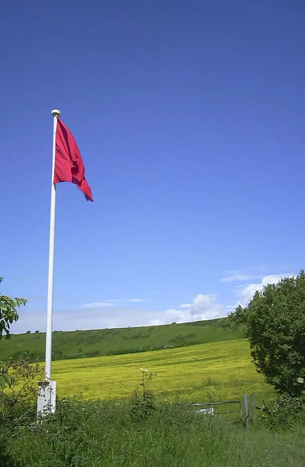 The red flag warns that army ranges are all around, from Corfe Castle Camping, Corfe, Dorset - 30th May 2004