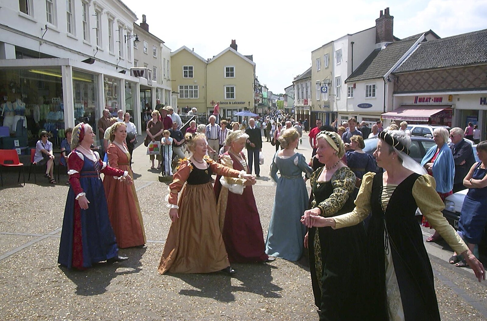 Dancers celebrate the Skelton Festival in Diss from Andrey Leaves Trigenix, More Skelton Festival and a Transit of Venus, Cambridge and Diss - 4th June 2004