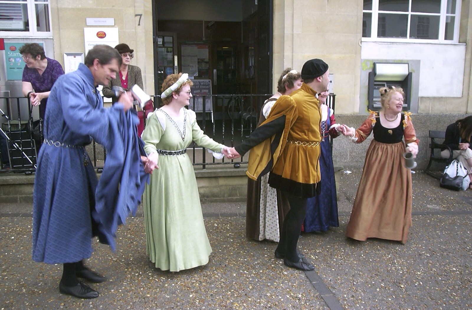 Holding hands outside the Post Office from Andrey Leaves Trigenix, More Skelton Festival and a Transit of Venus, Cambridge and Diss - 4th June 2004
