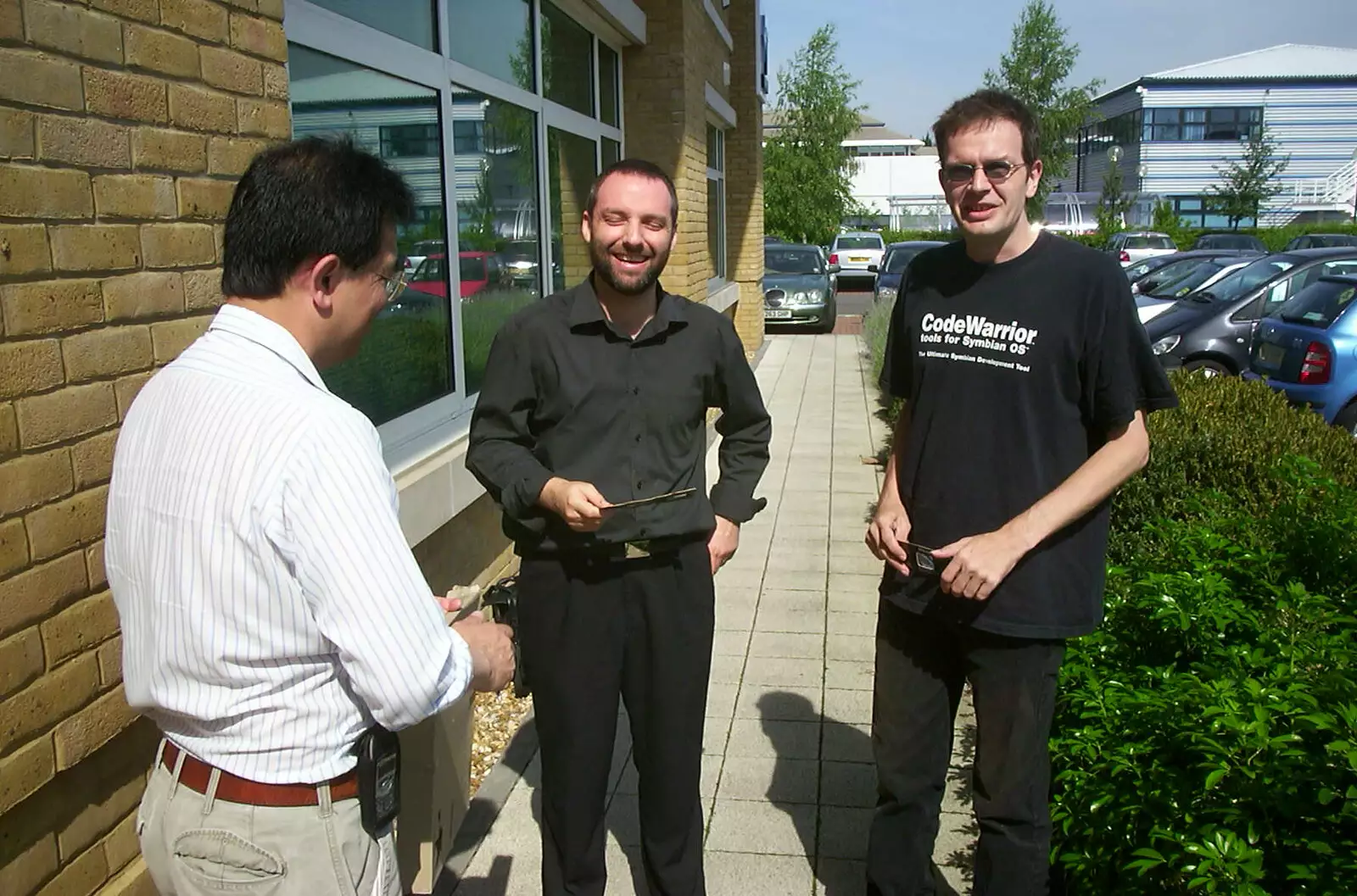 James, Craig and Richard Panton outside the office, from Andrey Leaves Trigenix, More Skelton Festival and a Transit of Venus, Cambridge and Diss - 4th June 2004