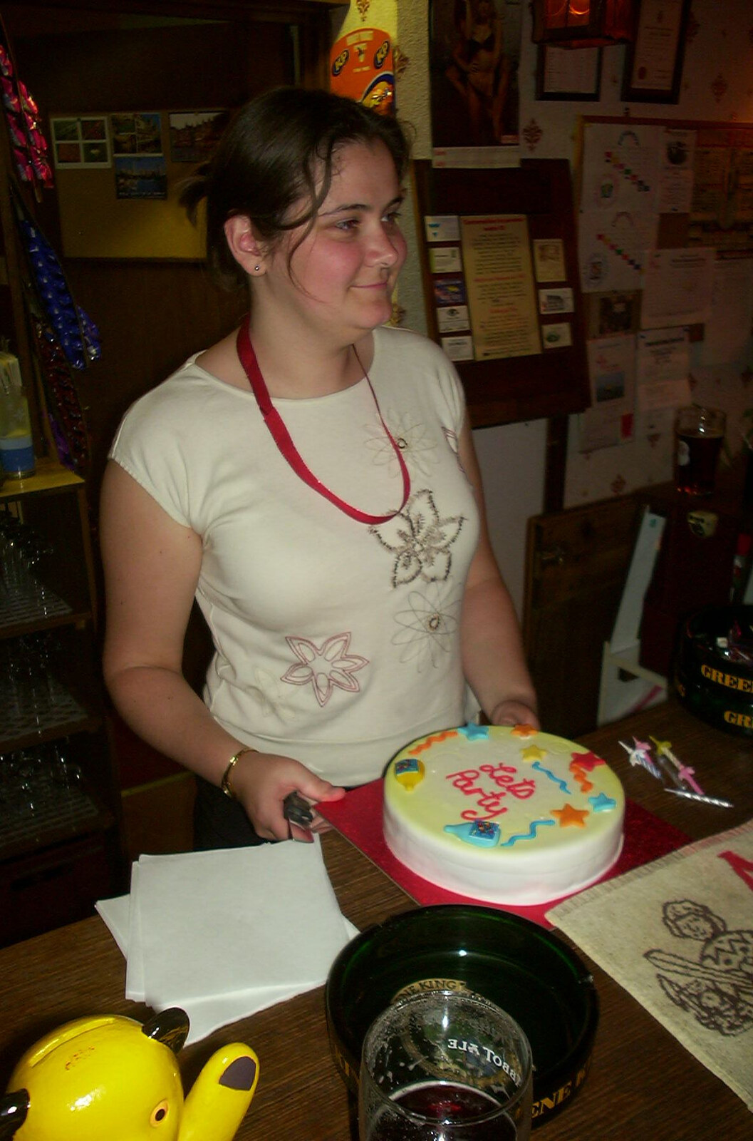Claire with the cake from Andrey Leaves Trigenix, More Skelton Festival and a Transit of Venus, Cambridge and Diss - 4th June 2004