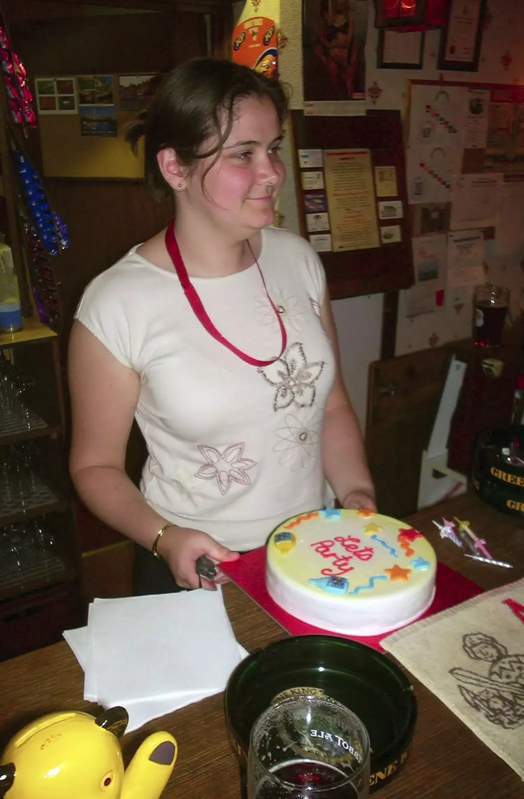 Claire with the cake, from A Transit of Venus and a Front Garden Barbeque, Brome - 11th June 2004