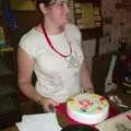 Claire with the cake, A Transit of Venus and a Front Garden Barbeque, Brome - 11th June 2004