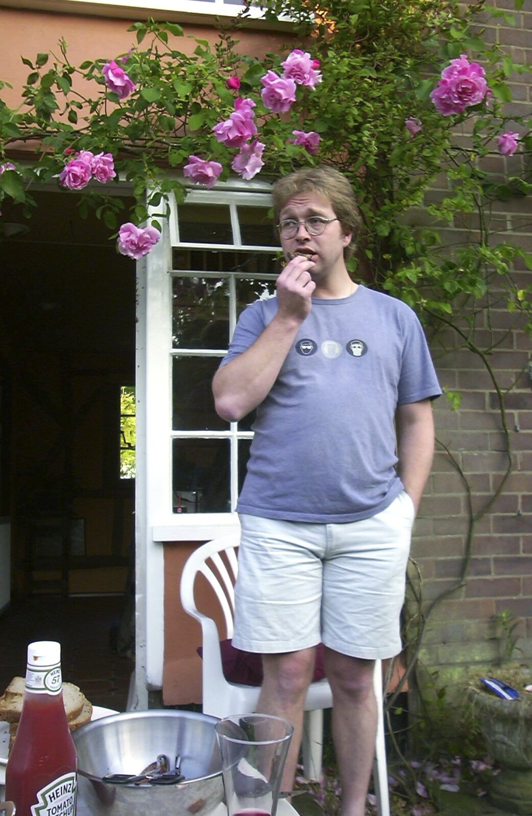 Marc ponders from A Transit of Venus and a Front Garden Barbeque, Brome - 11th June 2004