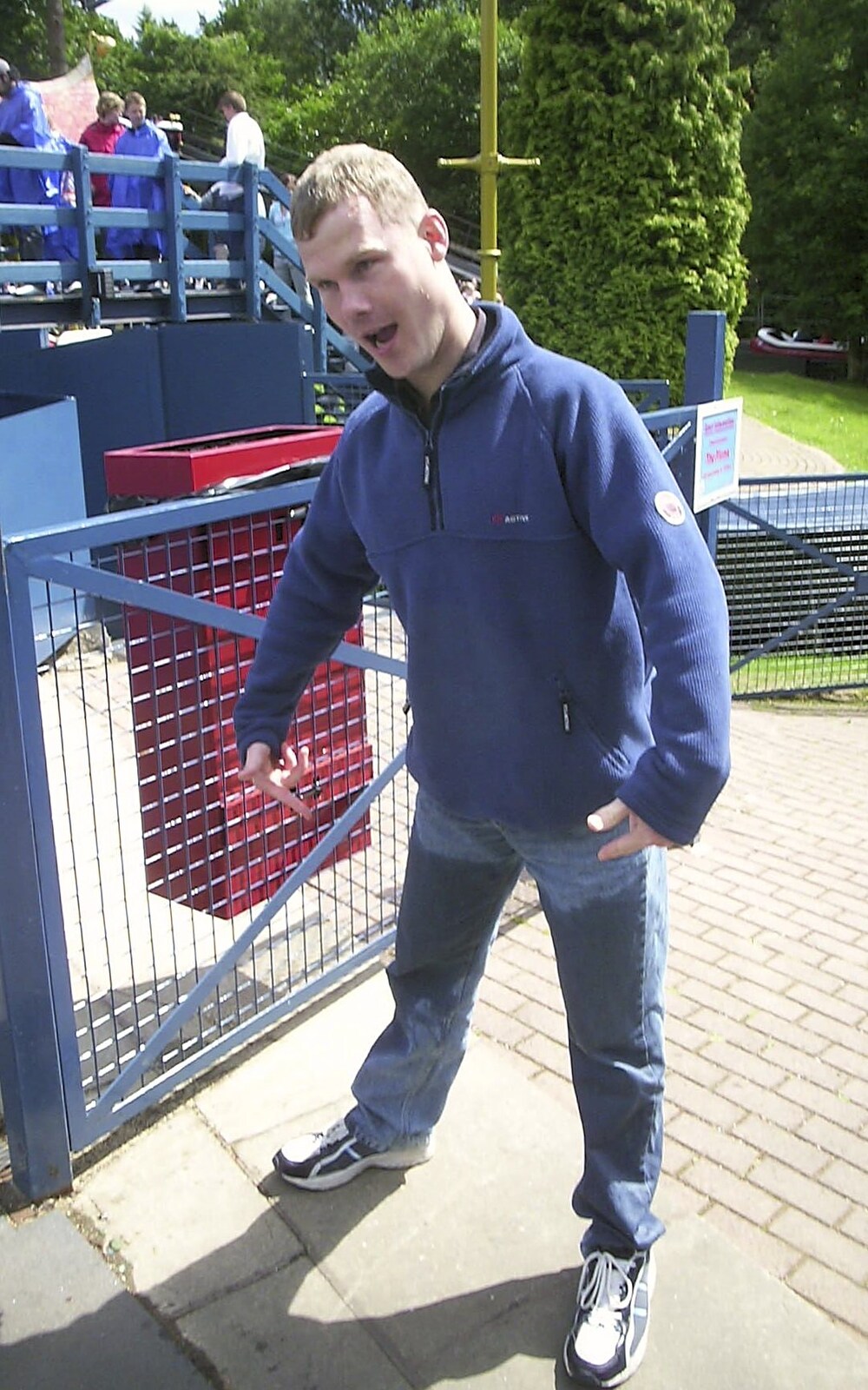A Trip to Alton Towers, Staffordshire - 19th June 2004: Mikey P shows off his wet trousers