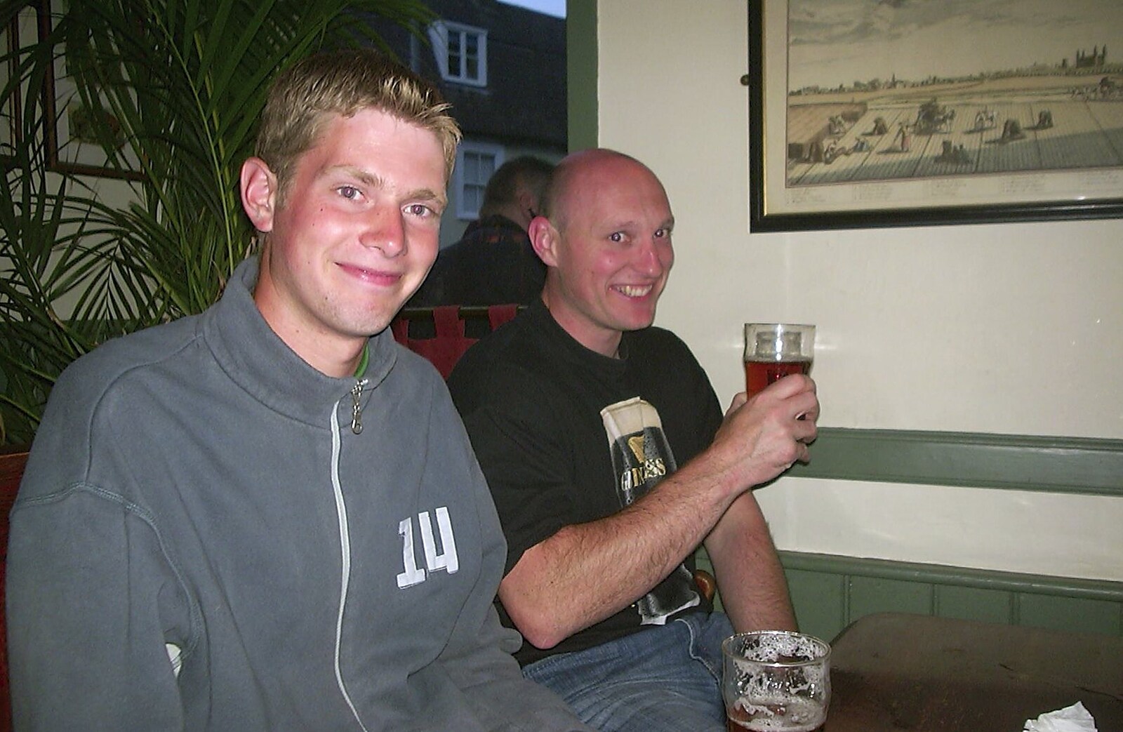 A Trip to Alton Towers, Staffordshire - 19th June 2004: The Boy Phil and Gov in the Castle Inn, Cambridge