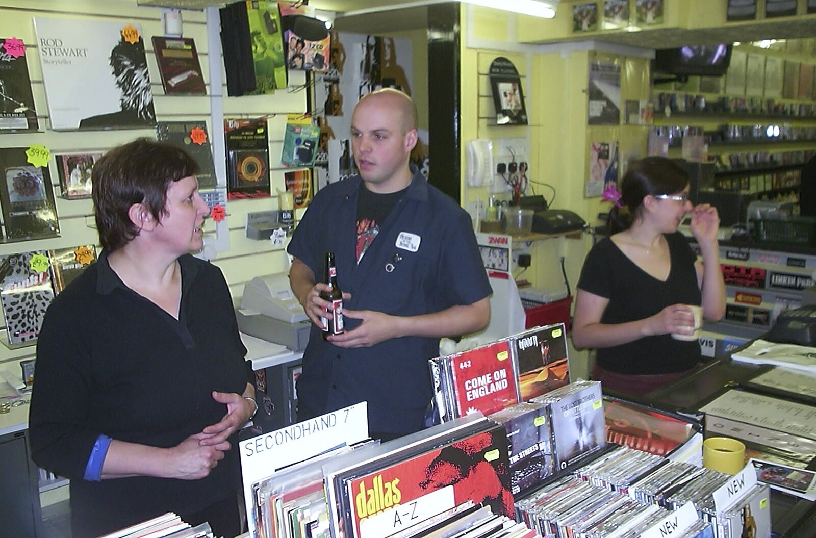 Hazel, Mark and Donna in Revs from Longview play Revolution Records, Diss, Norfolk - 2nd July 2004