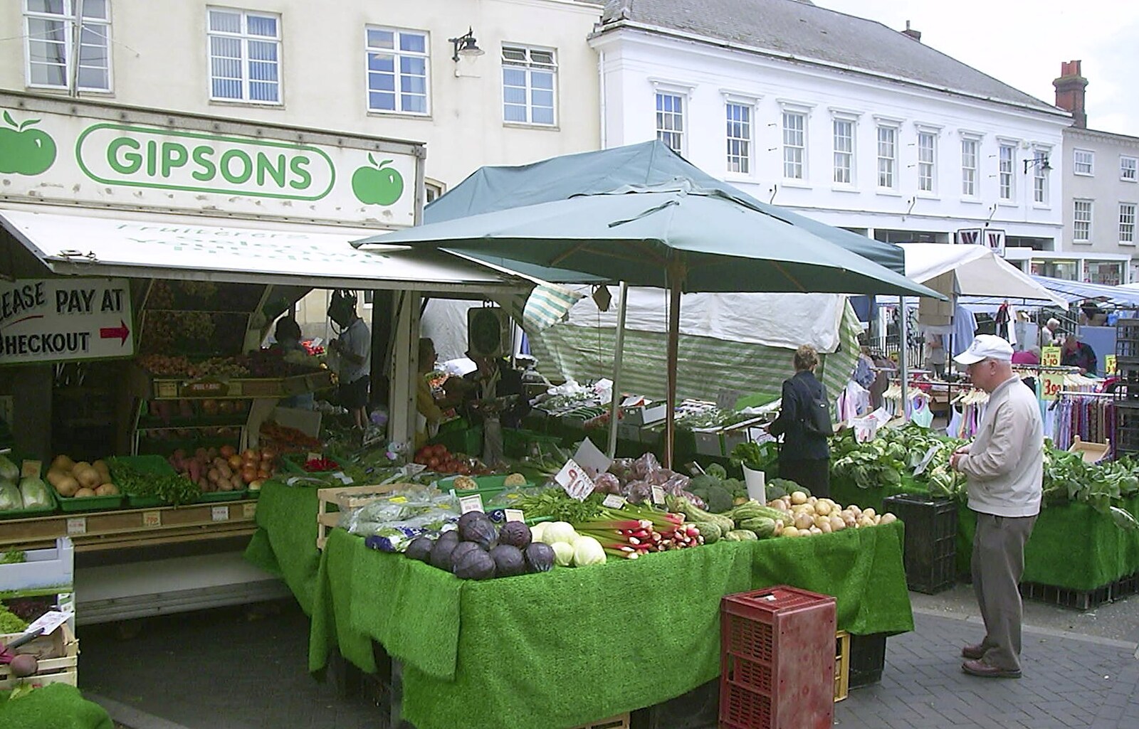 A fruit and veg stall on Diss market from Longview play Revolution Records, Diss, Norfolk - 2nd July 2004