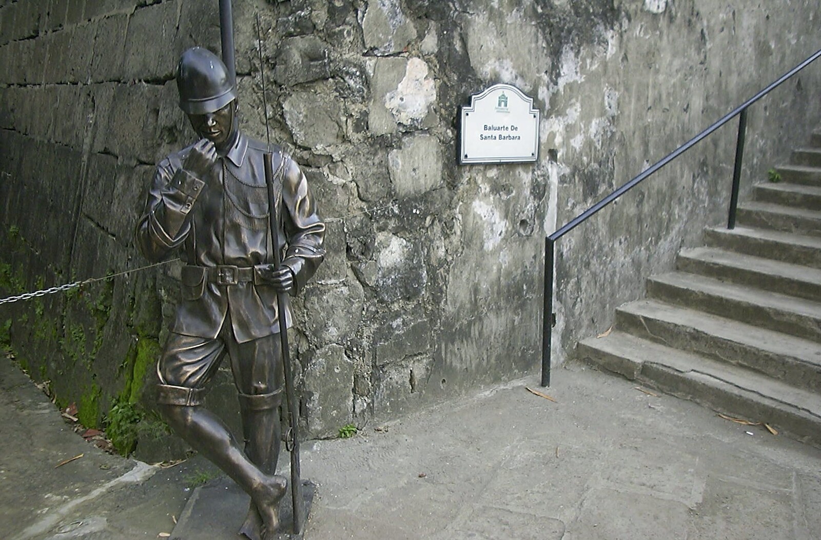 A bronze soldier with rolled-up trousers from A Postcard From Manila: a Working Trip, Philippines - 9th July 2004