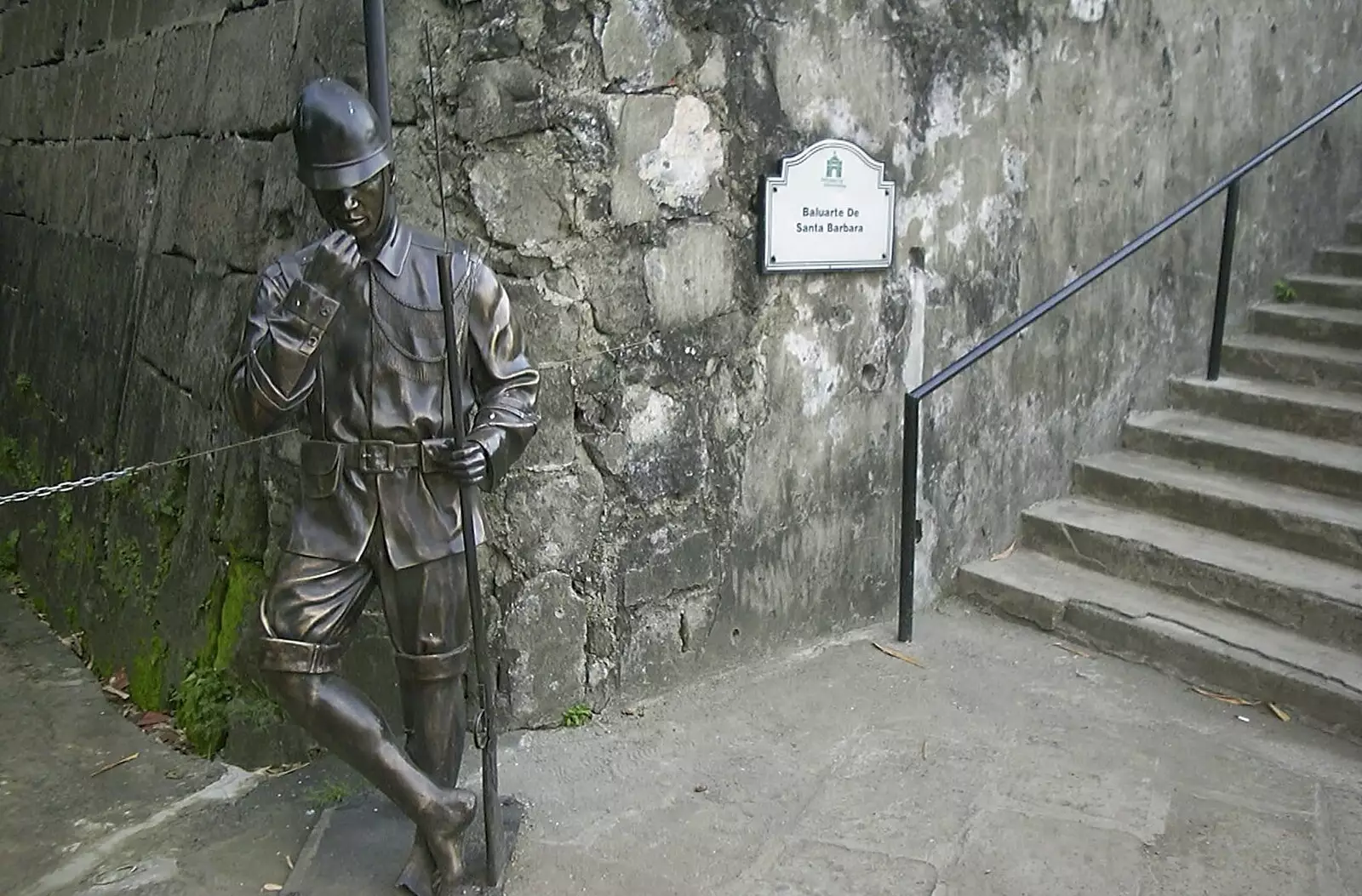 A bronze soldier with rolled-up trousers, from A Postcard From Manila: a Working Trip, Philippines - 9th July 2004