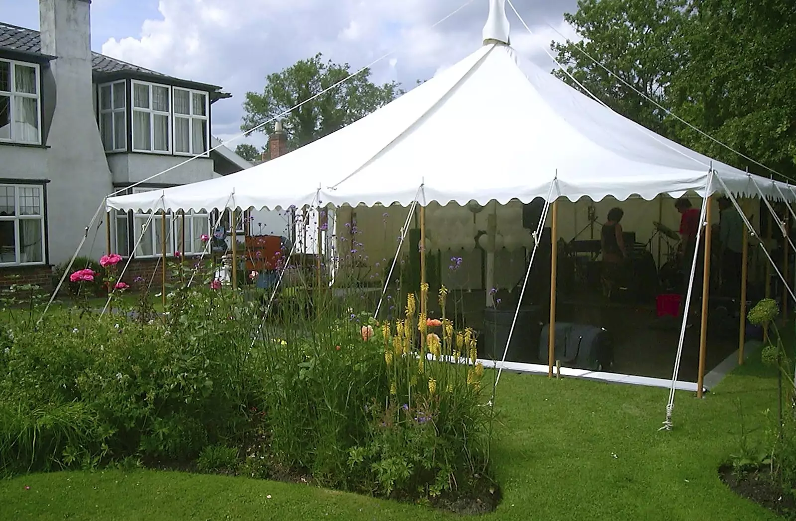 Our stage for the night, from The BBs do a Wedding Gig and the BSCC go Sheep Rustling, Gislingham and Redgrave, Suffolk - 10th July 2004