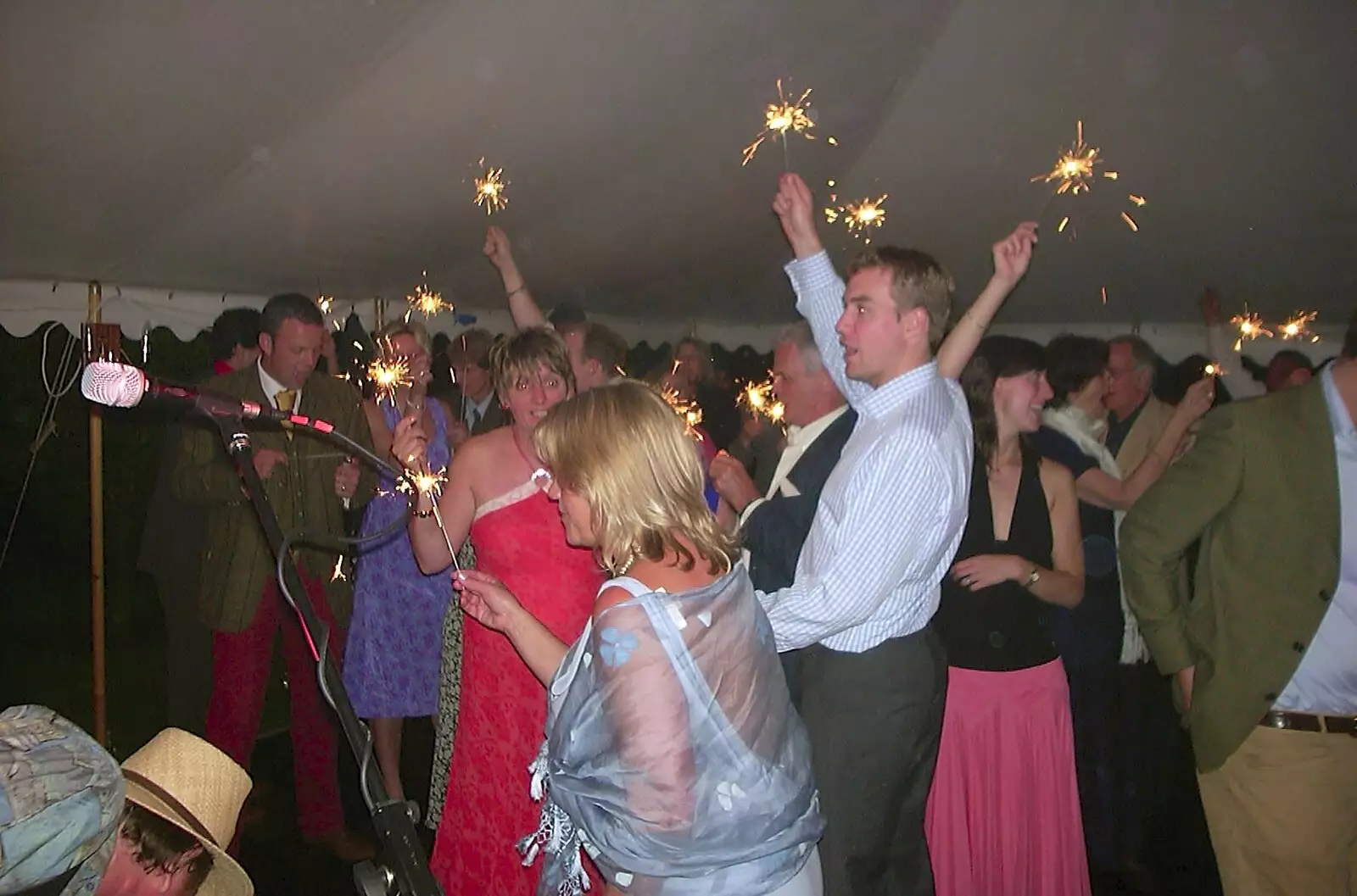 A sparkler moment, from The BBs do a Wedding Gig and the BSCC go Sheep Rustling, Gislingham and Redgrave, Suffolk - 10th July 2004