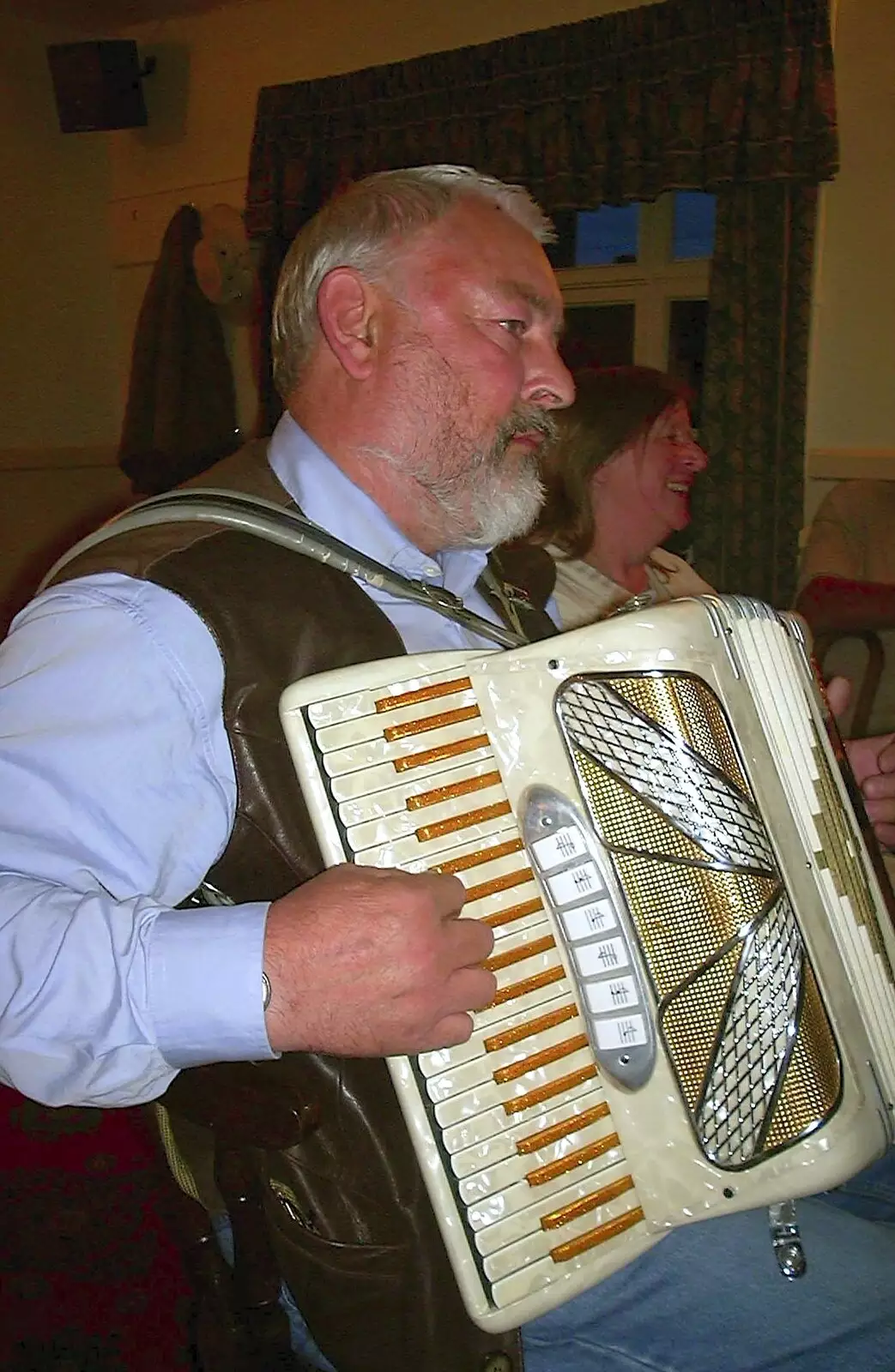 Cocoa plays accordion, from The BBs do a Wedding Gig and the BSCC go Sheep Rustling, Gislingham and Redgrave, Suffolk - 10th July 2004