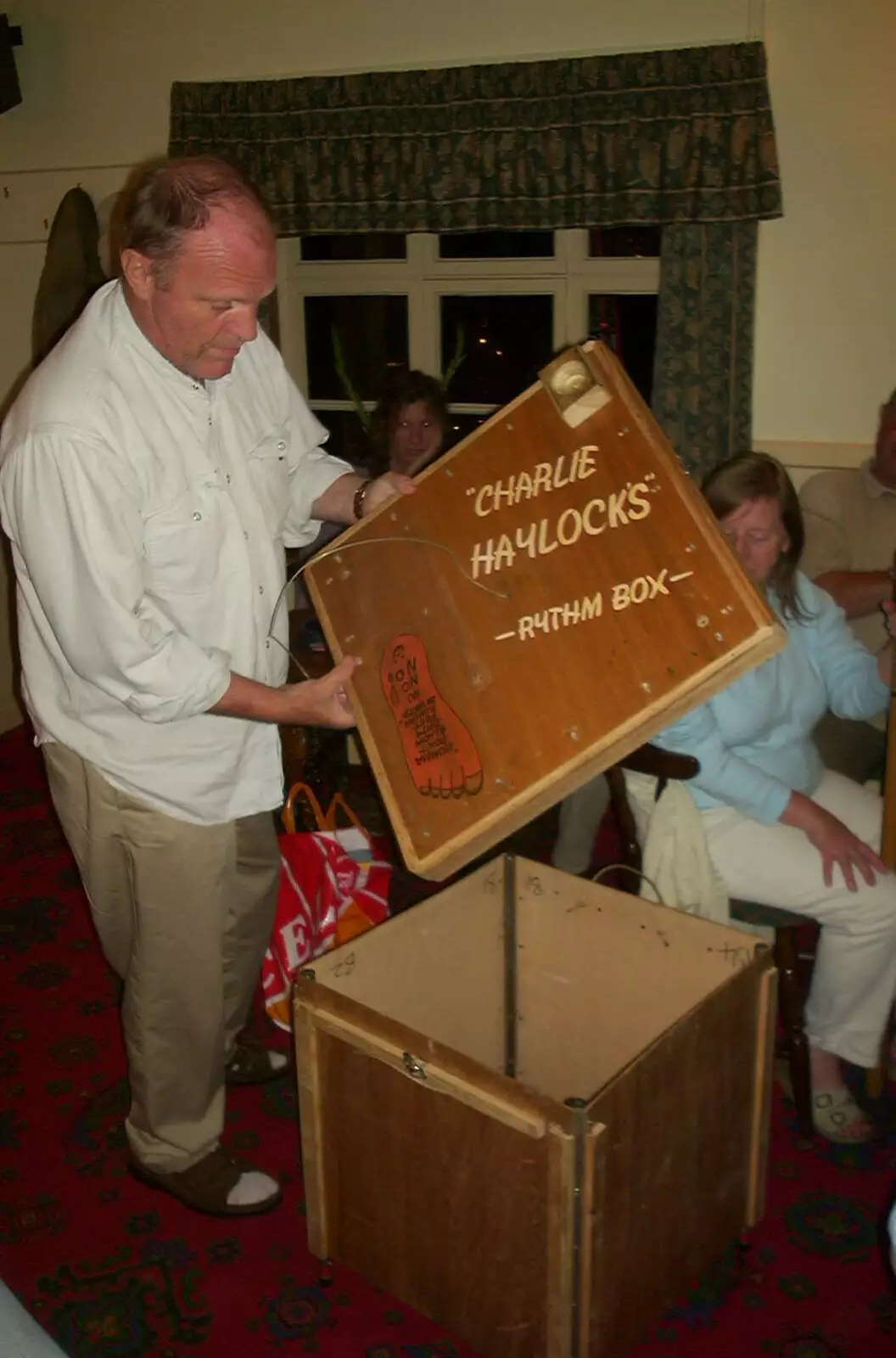 Charlie Haylock gets his rhythm box out, from The BBs do a Wedding Gig and the BSCC go Sheep Rustling, Gislingham and Redgrave, Suffolk - 10th July 2004